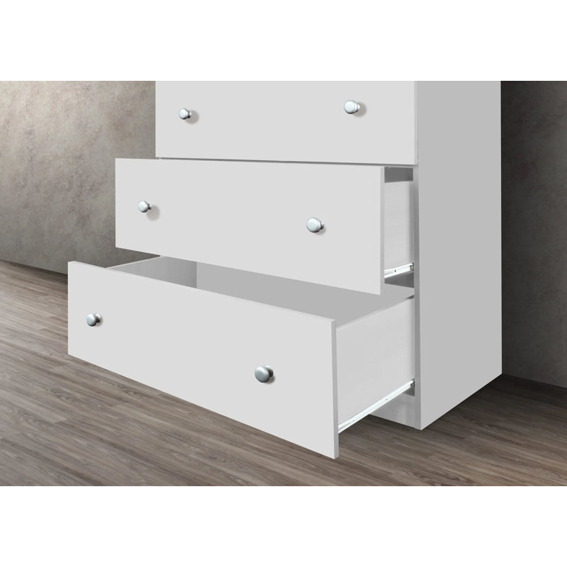 Commode 5 tiroirs Conroy, Blanc