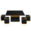 Table basse relevable avec tabourets de rangement et surface réglable pliable pour les salons modernes.