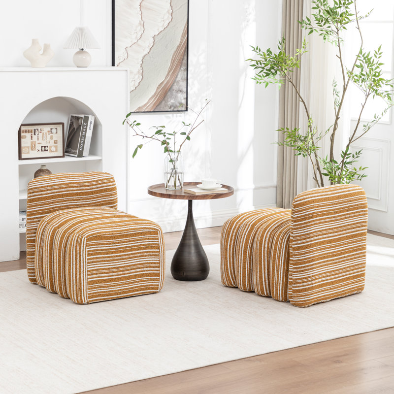 Fauteuil d'appoint rembourré sans accoudoirs, Jaune