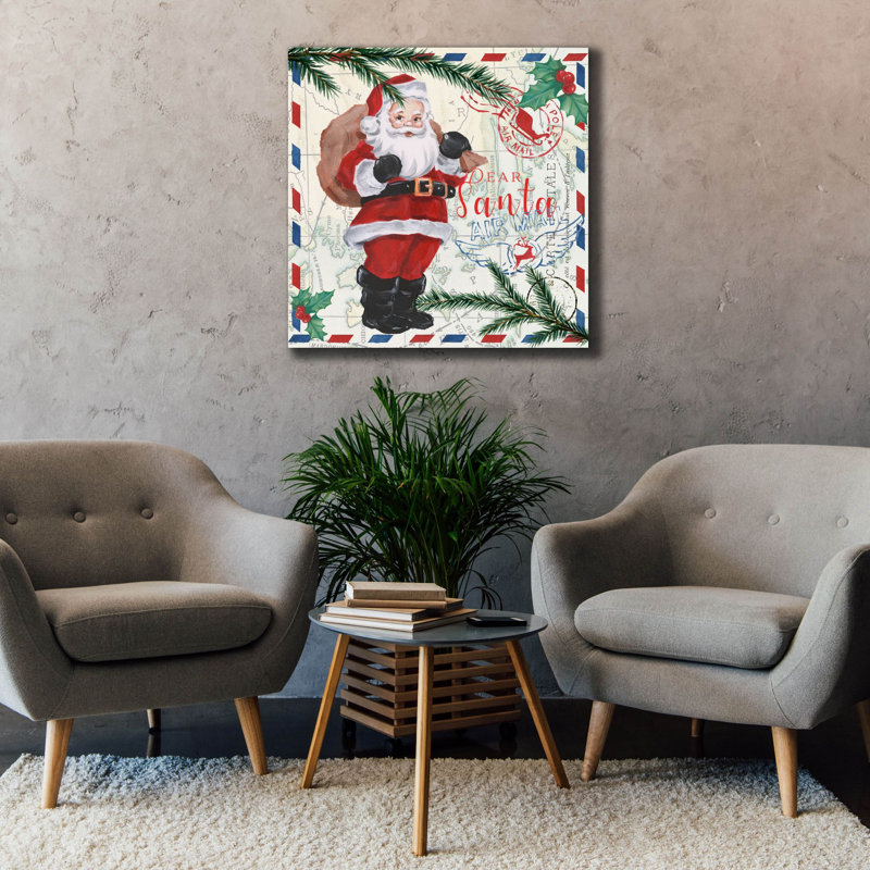 «Christmas Par Avion 1» par Ethan Harper, art mural sur toile, H 37 po x l 37 po x P 1,5 po