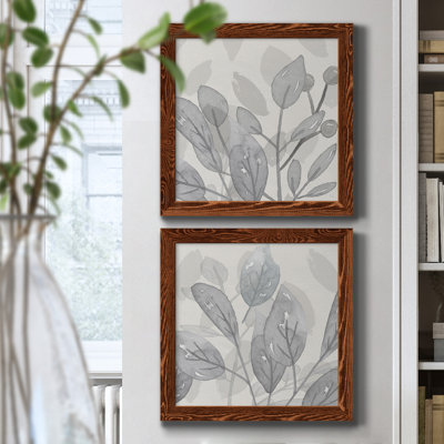 Shadow Leaves I - ensemble de 2 peintures sur toile encadrées