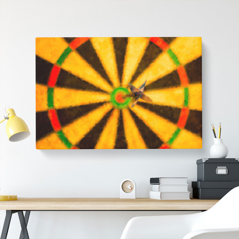 Bulls Eye Dartboard - Wrapped Canvas Print, 40cm H x 60cm W x 3cm D
