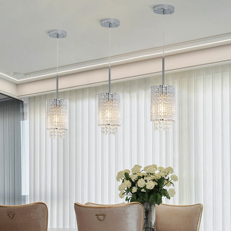 3 Light Modern Crystal Pendant Light in Chrome