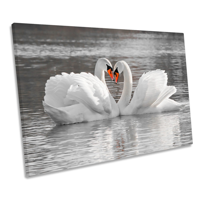 Swans Pair Love Partners - Wrapped Canvas Print, 50.8cm H x 76.2cm W x 2cm D