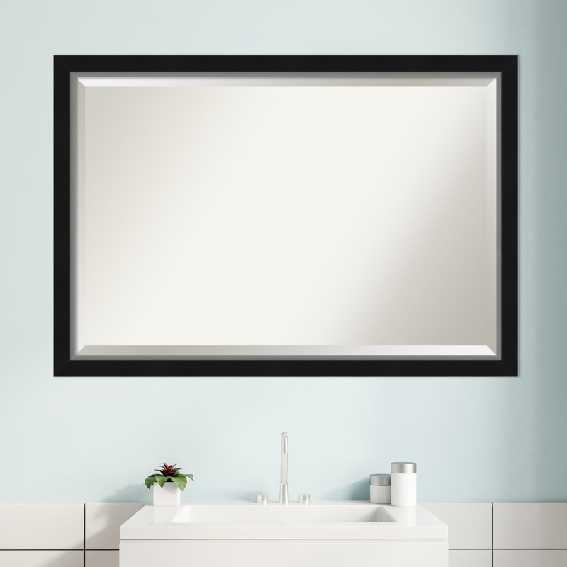 Quade Mirror, 27" x 39", Satin Black/Silver