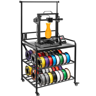 3d Printer Filament Storage, 21 3 Rack, Swivel Wheels For Mobility, Adjustable Feet Reliability, 260 Lbs Support, Ideal Home Office, Black Carbon Steel 165 Capacity, Lab Environment,