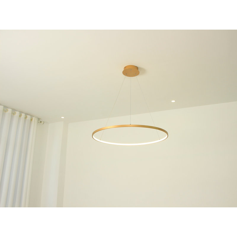 Luminaire suspendu rond à 1 lumière pour îlot de cuisine Stockham, H 0,8 po x l 24 po x P 24 po, Or