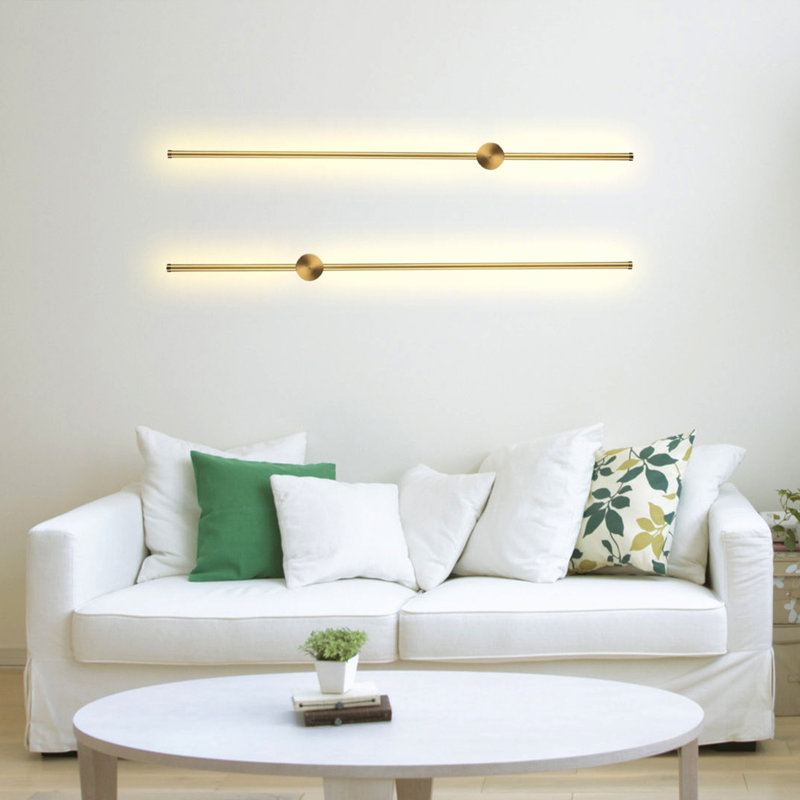 Athena - Modern Gold Led Wall Sconce-80cm-14W LED Up/Down Wall Sconce – Warm White Wall Wash Light for Living Room, Bedroom, Hallway & Stairs