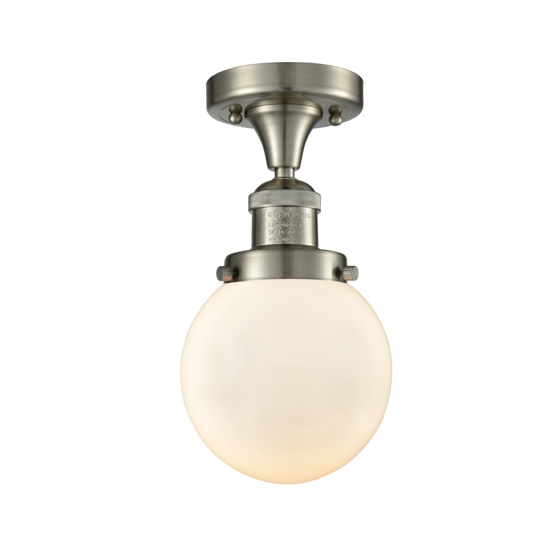Plafonnier semi-encastré simple sphère 6 po Araujo, Boîtier blanc mat, Ampoule non incluse, Or satiné
