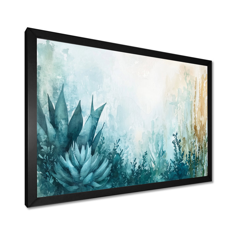 «Cactus Forest Minimal Composition - Floral Cactus», reproduction d'art murale, Noir, H 16 po x l 32 po