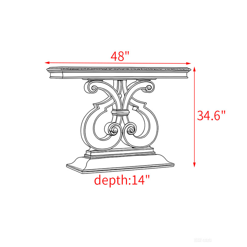 Console américaine en bois massif sculpté, Brun