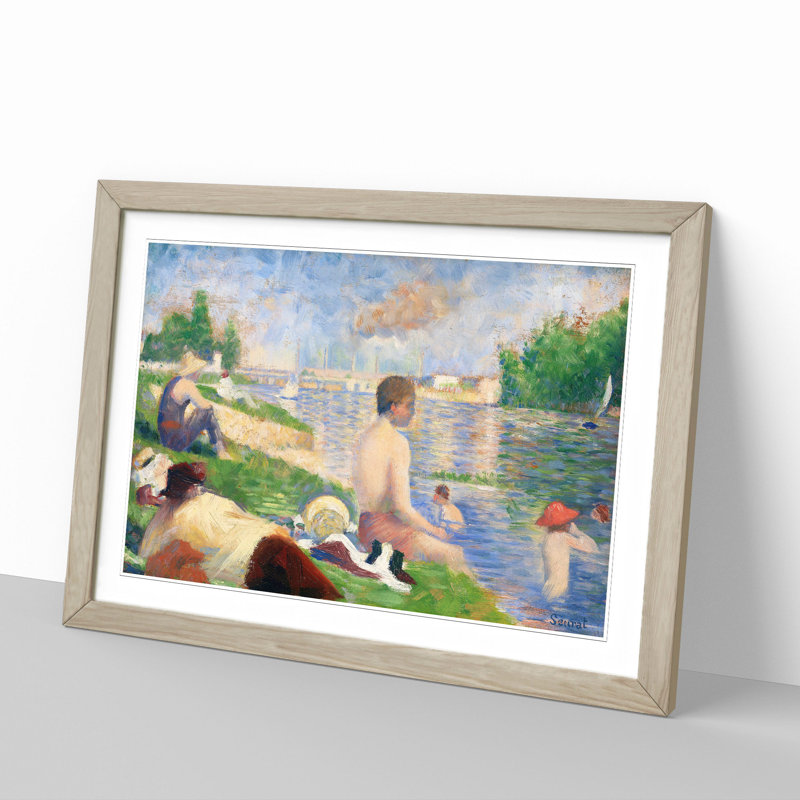 Study of Bathers Vol.4 by Georges Seurat - Picture Frame Painting, Oak Framed, 27cm H x 36cm W x 2cm D