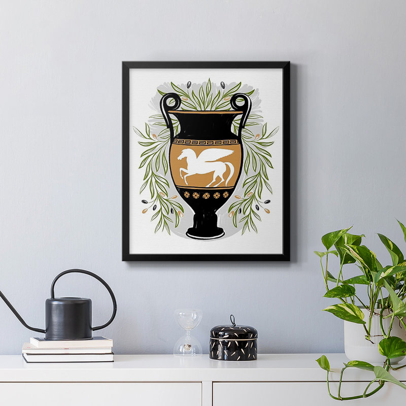 Toile grecque de qualité supérieure - prêt à accrocher, Noir, H 24 po x l 20 po