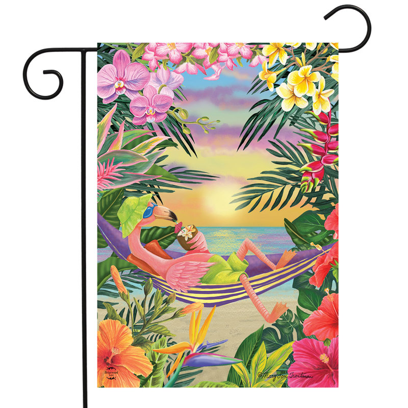 Five O'Clock Flamingo Garden Flag