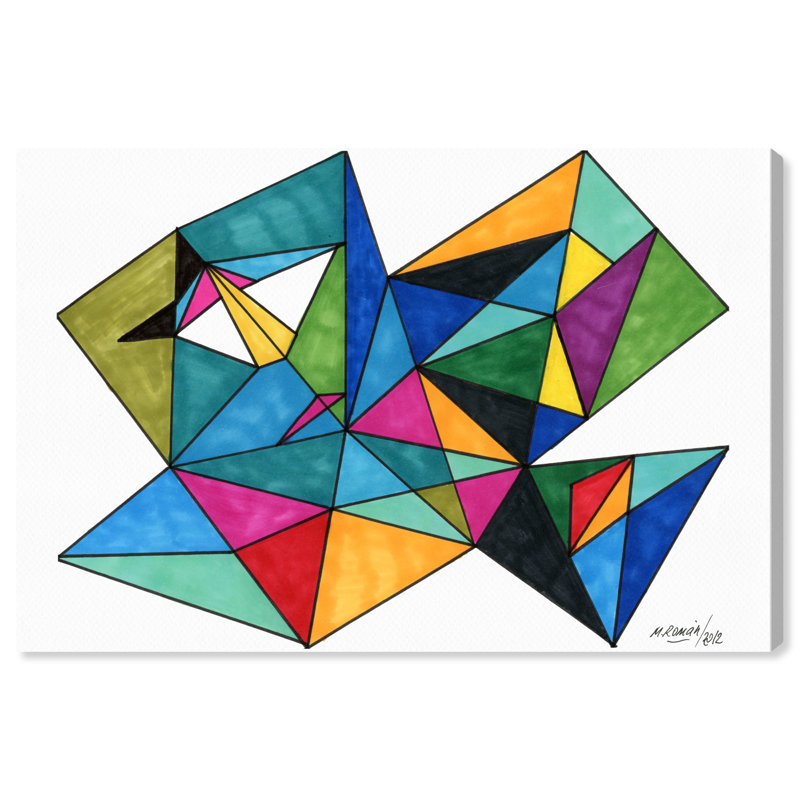 Faranda entre triangles sur toile, H 16 po x l 24 po x P 0,8 po