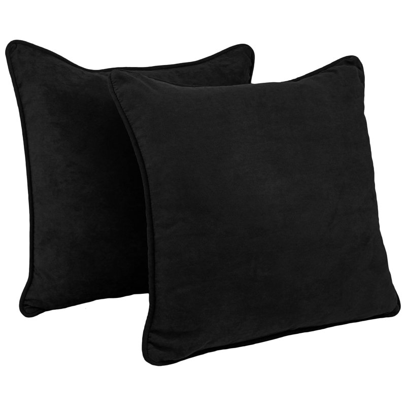 Housse et insert de coussin en microsuède jacquard carré, Noir