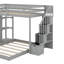 Lit superposé simple au dessus d'un lit double avec tablettes à 3 niveaux, tiroirs et escalier de rangement-1391353936