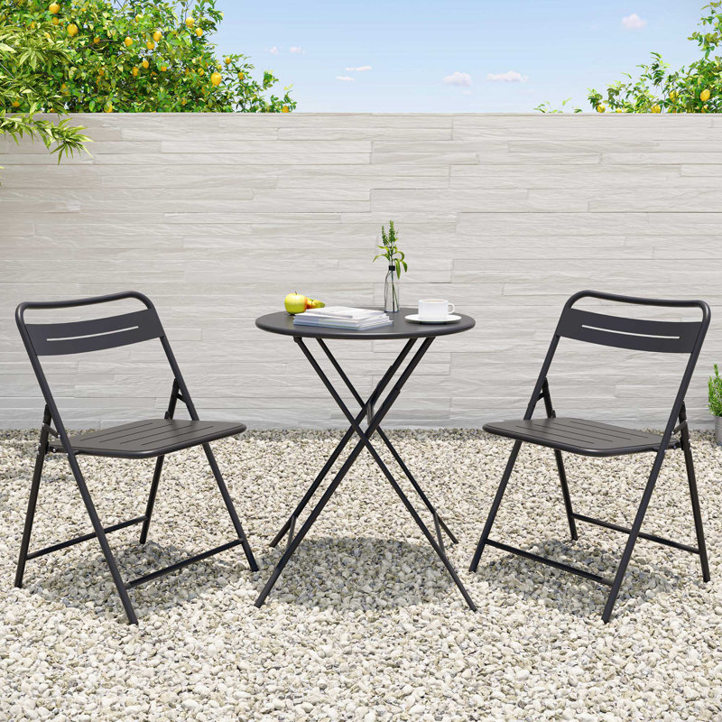 3-Piece Outdoor Folding Patio Bistro Set with Weather-Resistant Table, Green