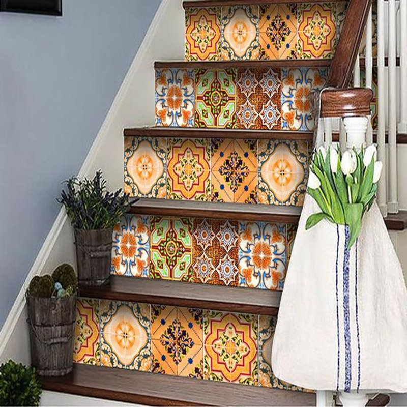Carreaux amovibles pelez et collez orange et blanc 7 po x 7 po, H 5 po x l 5 po x P 0,1 po