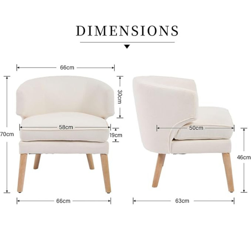 Upholstered Side Chair, Beige Chenille