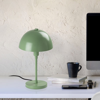 Lampe de table moderne verte, corps en métal, 7,9 x 7,9 x 13,8 pouces | Douille E14 (40 W maximum), câble de 78,7 pouces avec interrupteur marche / arrêt | Conception élégante de couleur unie pour le salon, la chambre à coucher ou le bureau