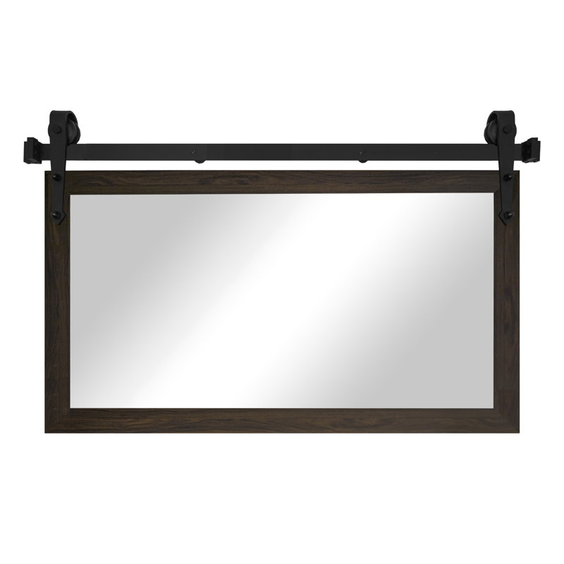 Ventanas Flat Wall Mirror, Dark Brown, 33" x 52"