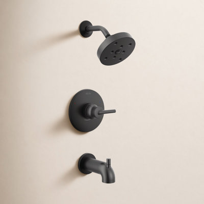 Ensemble de garniture de baignoire et douche Trinsic 14 Series à fonction unique avec pomme de douche H2Okinetic à jet simple, noir mat (valve non incluse)