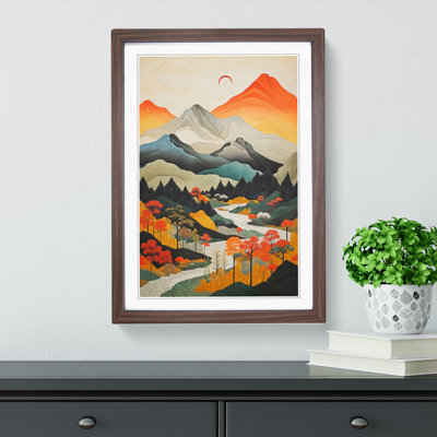 Japanese Mountains Constructivism No.2 - Framed Print