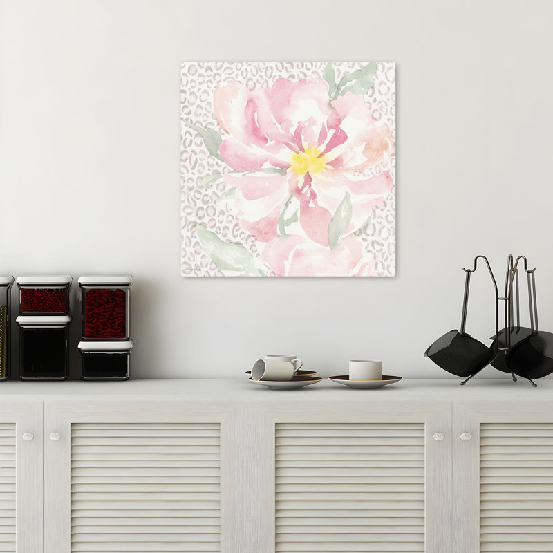 Motif floral léopard rose II, H 18 po x l 18 po