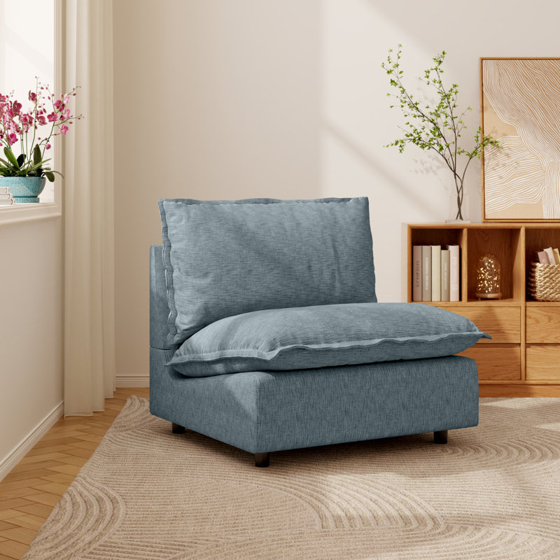 Chaise sans accoudoirs en lin Gracey, Bleu