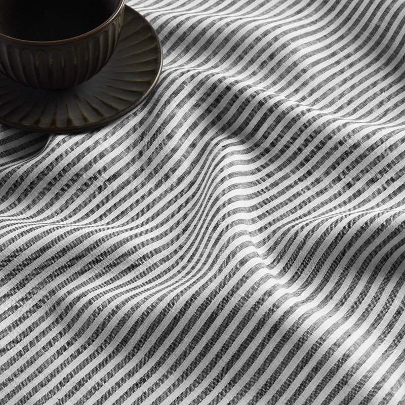 Black and White Striped Linen Rectangular Tablecloth 60 x 90 Inch