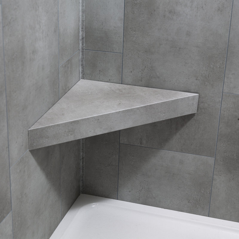 Palisade Vinyl Waterproof Corner Shower Bench, Frost Nickel
