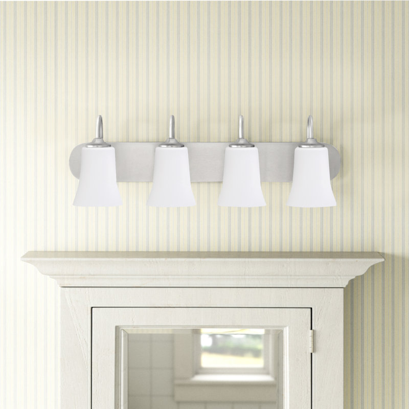 Abubaker 4 - Light Dimmable Vanity Light, Brushed Polished Nickel, White Frosted