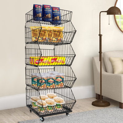 Picrin 18.89'' W Iron Shelving Unit with Wheels