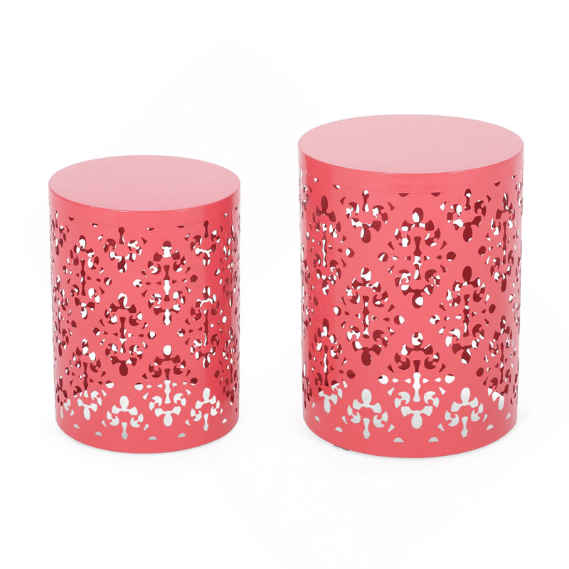 Metal S/2 End Table, Red