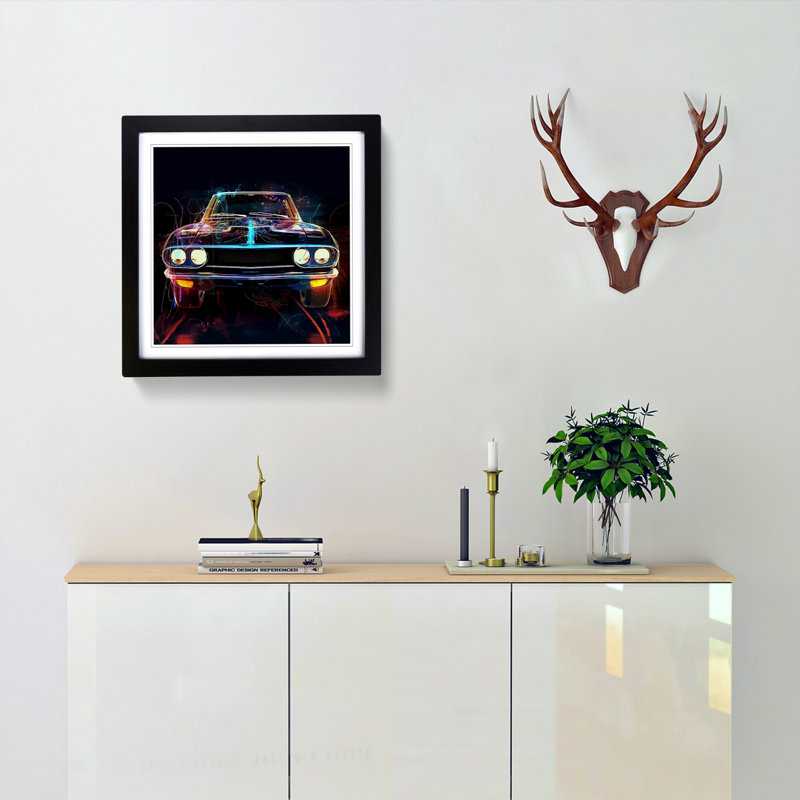 Single Picture Frame Print on Wood, Black