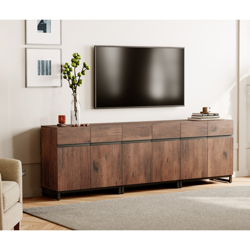 Modern 3-In-1 TV Stand For Tvs Up To 100 Inches, Entertainment Center With Metal Base And Adjustable Shelves, Media Console For Living Room And Bedroom, Brown