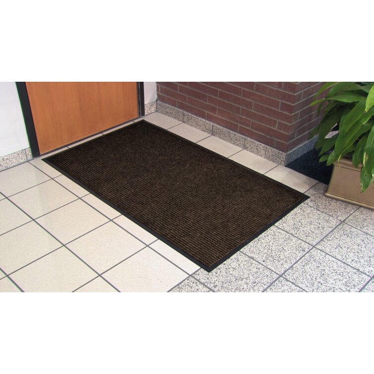 Ottomanson Easy Clean, Waterproof Non-Slip 2x3 Indoor/Outdoor Rubber Doormat,  24 x 36, Black Ribbed 