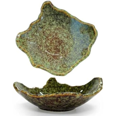Petit bol décoratif en céramique de 8 po 1 pièce - Assiette de bonbons glaçure réactive irrégulière, bol de baies, fourre-tout d'entrée, plat à fruits de style japonais pour la table ou la décoration intérieure (noir)