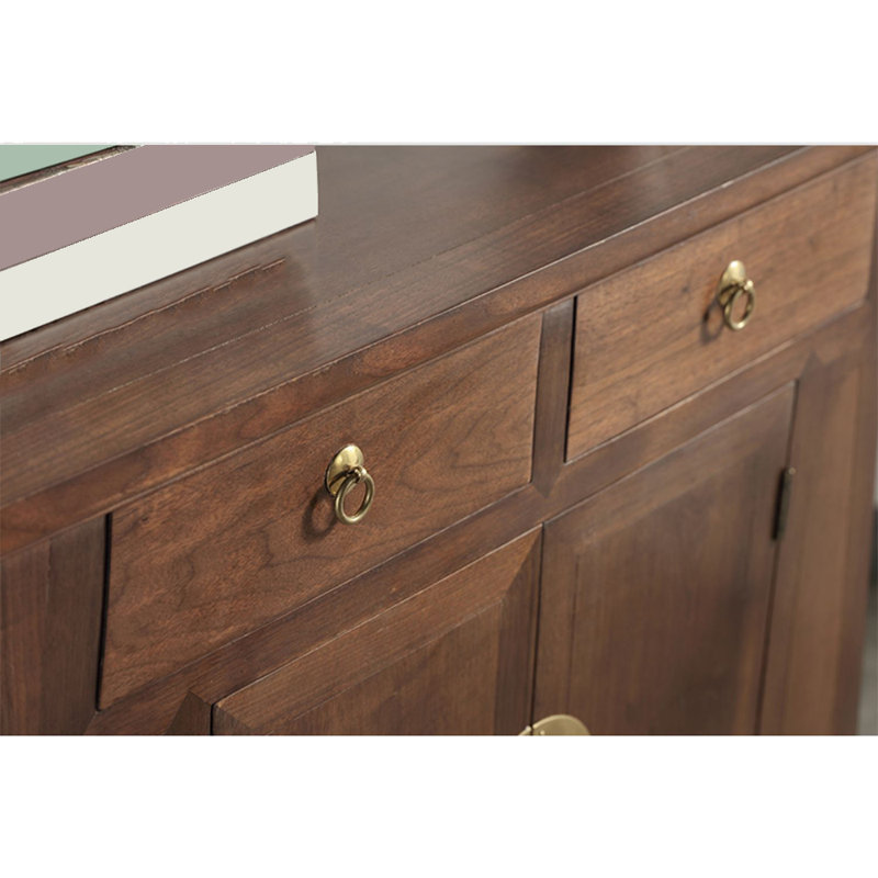 New Chinese Zen Two-Door Accent Cabinet, Walnut