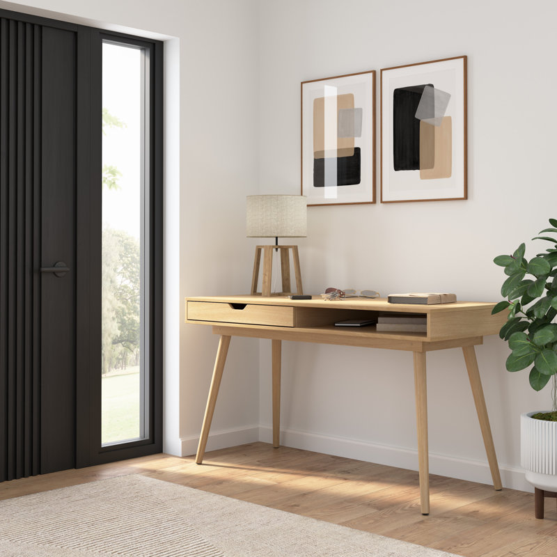 Katia Writing Desk, 30" H x 53.98" W x 23.62" D, Natural Oak