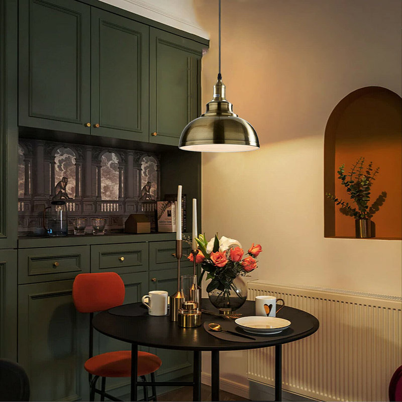 Trabelsi 17cm H Metal Dome Lamp Shade, Green Brass