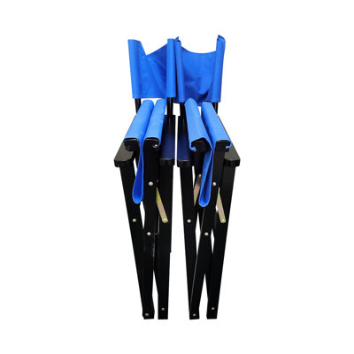 2 Folding Chair - Blue Canvas Wooden Director For Versatile Use. With 100% Populus Wood. Strong Bearing Capacity. Easy To Clean And Breathable. Foldable Transport & Storage. For All. 23 In. Depth, 20