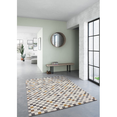 Tilly-Mae Soft low Pile Chequered Cream Rug