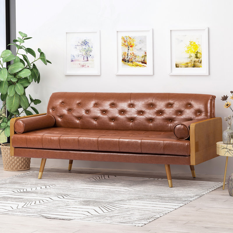 Canapé Adelaide Mid-Century moderne capitonné avec coussins décoratifs