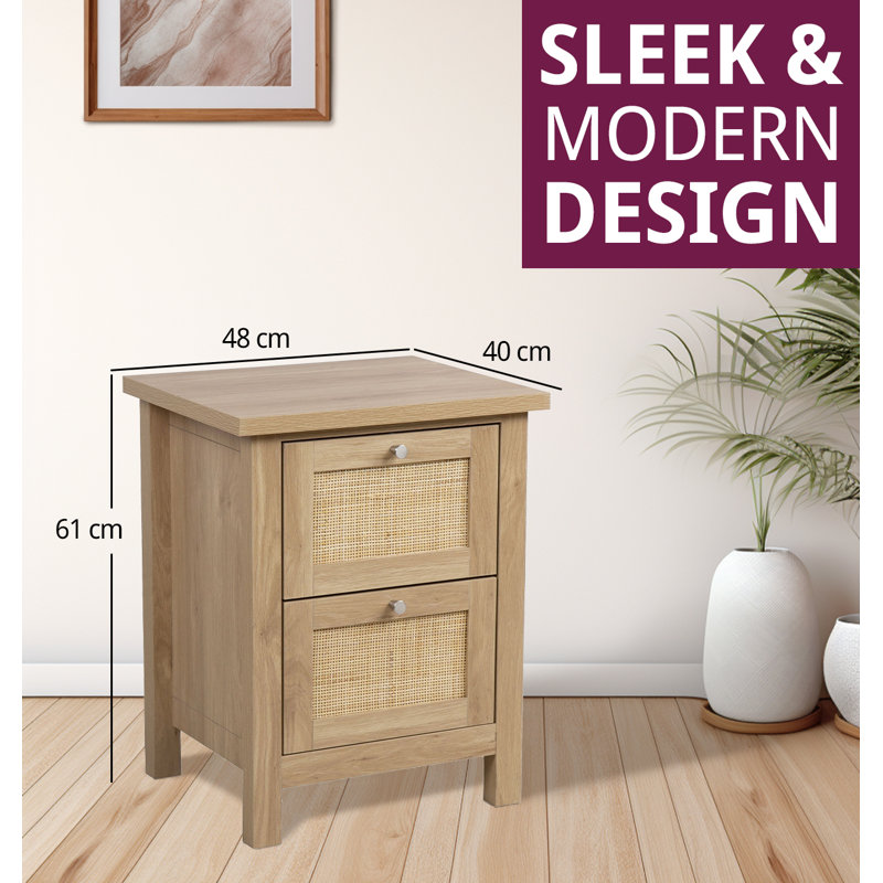 Ludden 48cm W Manufactured Wood Bedside Table, Brown