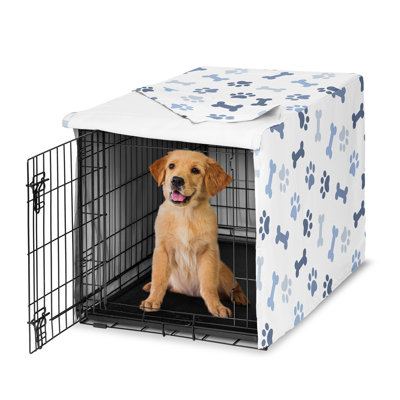 Paw and Bone Navy Blue Dog Crate Kennel Cover by Sweet Jojo Designs -  Crate-36-Paw-Bone-NV-PRT