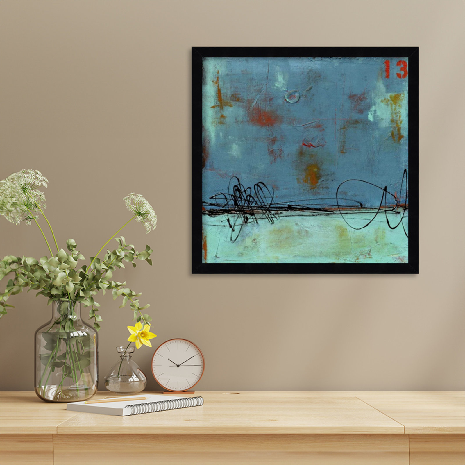 Blue Bay Marina I Print by Erin Ashley, 17" H x 17" W, Black