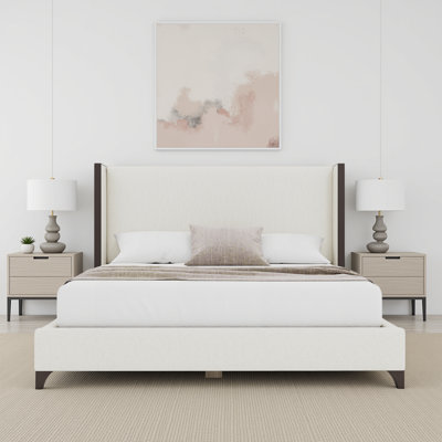 Megan Upholstered Wood Wing Plain