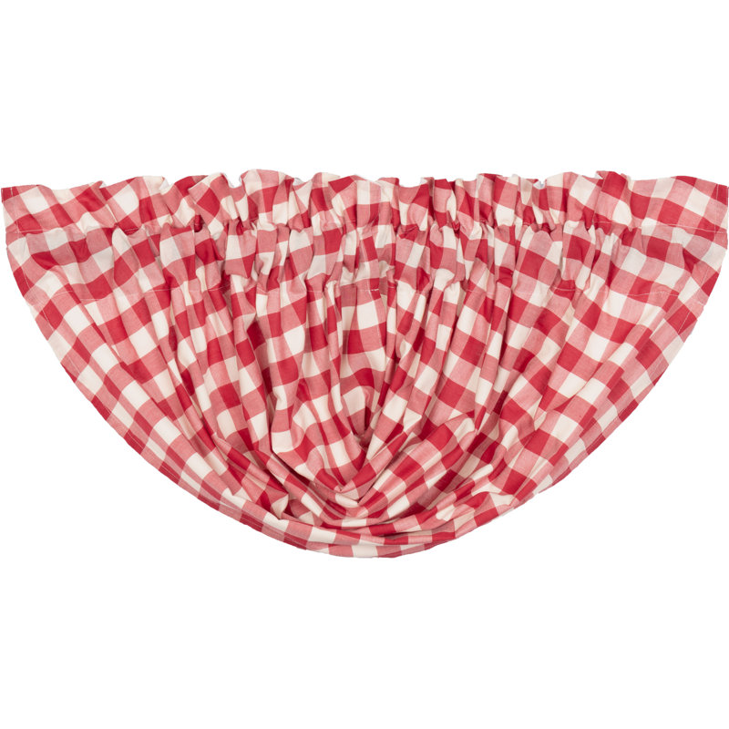 Cantonnière à carreaux 60 po Annie, Rouge champêtre / crème antique